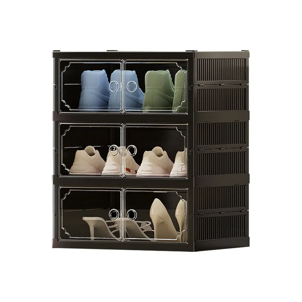 【Quality 聚家】折疊鞋櫃 透明鞋架 鞋櫃 收納櫃 磁吸櫃(44*35*118CM/強韌抗壓/密封防塵/透明門板)