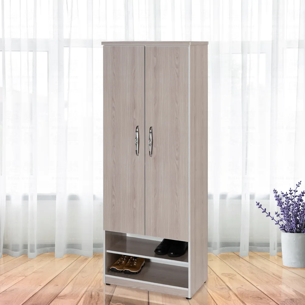 【Build dream 築夢家具】2.1尺 防水塑鋼 兩門下二層開放 高鞋櫃 楓木色系列