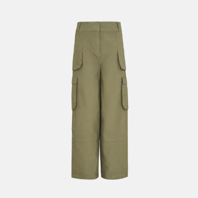 【Timberland】女款灰綠色寬版機能長褲(A6H7H590)