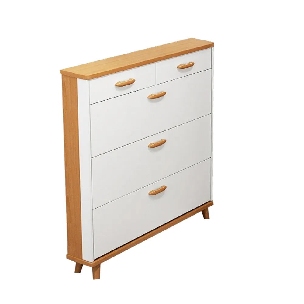 【歐德沐】北歐簡易翻斗鞋櫃 鞋架 簡易鞋架 鞋櫃 15天預購(70*17*135玄關一體鞋架 加厚板材 大容量儲物)