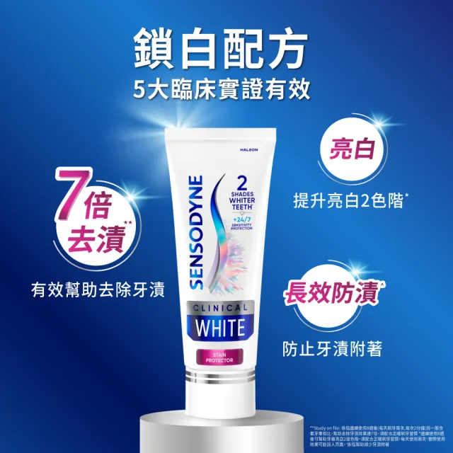 【SENSODYNE 舒酸定】進階護理 專研亮白抗敏牙膏100gX3(美白牙膏/去除牙漬/牙齒美白/抗敏感)