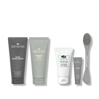 【ORIGINS 品木宣言】黑粉真愛面膜組(泥娃娃活性碳面膜75ml+粉美肌面膜75ml)