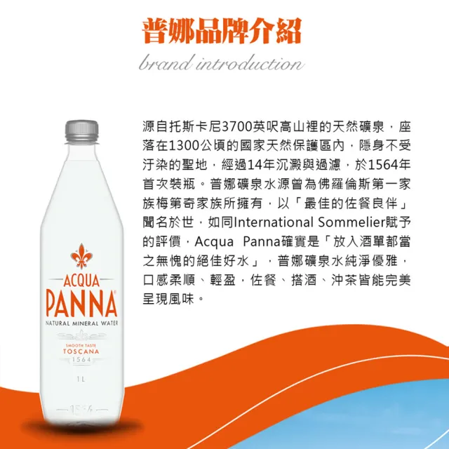 【Acqua Panna 普娜】天然礦泉水玻璃瓶裝250mlx24入/箱