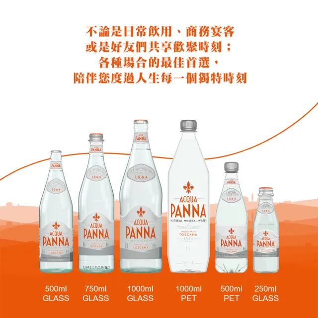 【Acqua Panna 普娜】天然礦泉水PET瓶1000mlx12入/箱