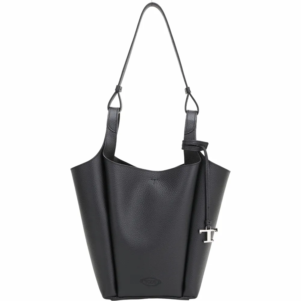 【TOD’S】APA 小型 荔紋小牛皮手提 肩背鬱金香包-黑色