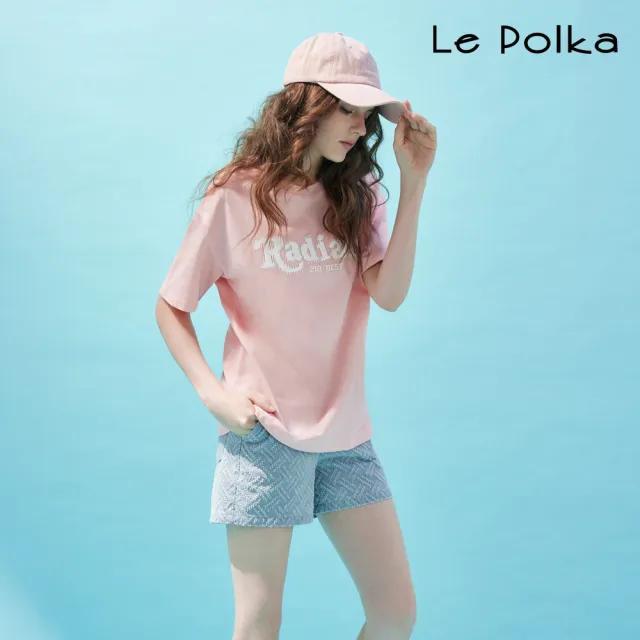 【Le Polka】立體勾花牛仔短褲-女