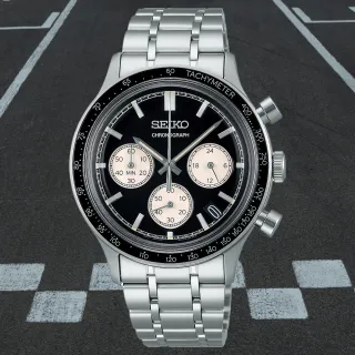 【SEIKO 精工】CS 極速閃電三眼計時男錶-黑x銀/38.7mm(SSB479P1/8T63-03P0D)母親節 禮物