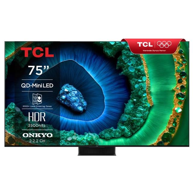 【TCL】家電快配★75型 4K QD Mini LED 120Hz Google TV 量子智能連網液晶顯示器-基本安裝(75C855)