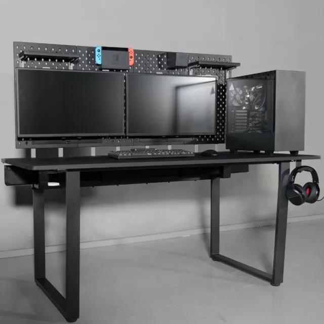 【Dezctop】Bifrost 160 多功能電腦桌 160x70cm-附洞洞板層板組 含運送到府(電競桌/書桌/辦公桌/工作桌)
