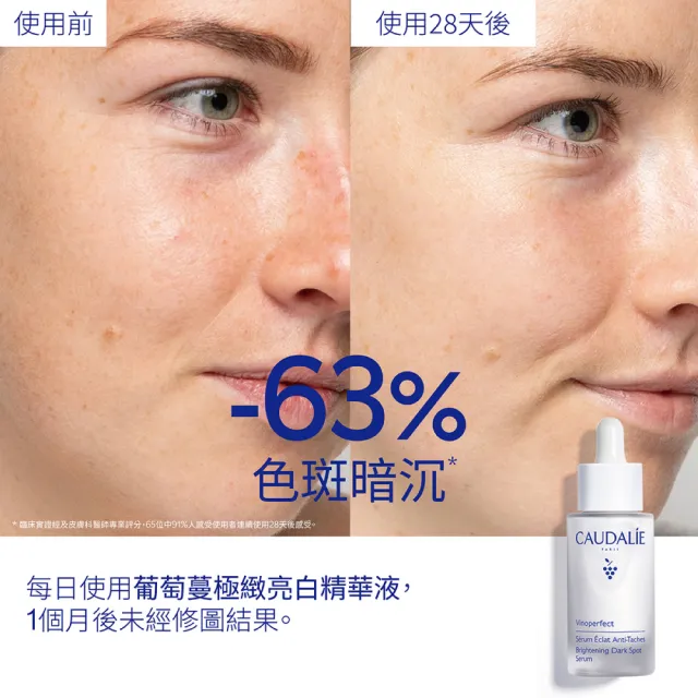 【CAUDALIE 歐緹麗】葡萄蔓極緻亮白精華液 30ml(小奶瓶/亮白淡斑/維生素C)