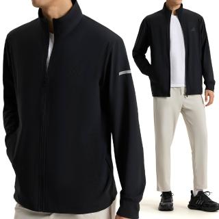 【adidas 愛迪達】Fav Kn Fz Jkt 男款 黑色 立領 拉鍊 夾克 運動 休閒 外套 KW4772