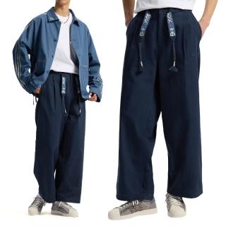 【adidas 愛迪達】Tour Pant 男款 黑色 寬鬆 棉褲 圖騰 腰帶 造型 運動 休閒 長褲 KW5669