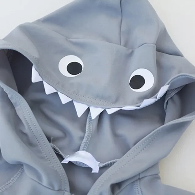 【橘魔法】大嘴鯊魚平角連帽泳衣 兒童 男童 童裝 一件式 連身泳衣 泳裝 衝浪服 游泳 海邊 戲水 溫泉 泡湯