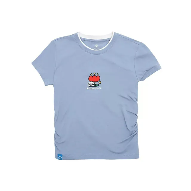 【CONVERSE】Matsui Slim SS Tee 女款 藍色 合身 圓領 上衣 短袖 WCK173-BI5