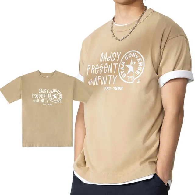 【CONVERSE】Verbiage Logo Washed Tee 男款 女款 卡其色 中性 短袖 UCJ755-X63