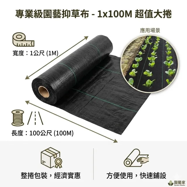 【poko】優質抑草蓆 防雜草 除草布 2*50米(草布 刈草墊 黑色除草墊 遮草布 黑網蓋布 園藝地布)