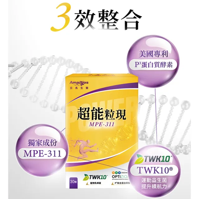 【AmaBios 亞馬生醫】MPE-311超能粒現2盒(30粒/盒 提升肌力 留美博士研發)