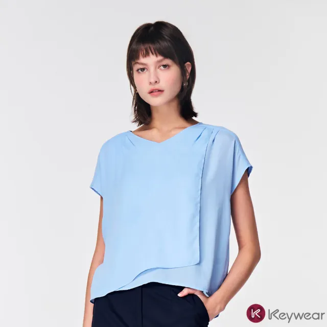 【KeyWear 奇威名品】飄逸垂墜V領垂袖上衣(共4色)