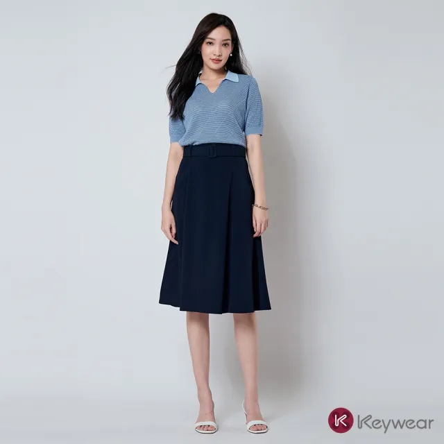 【KeyWear 奇威名品】V型口袋A-Line中長裙(共2色)