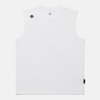 【DESCENTE】背心 男 訓練 快排 MEN TOUGH SLEEVELESS T-SHIRTS 白 SR221UST41-WHT0