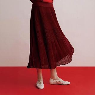 【giordano ladies】26SS 細壓摺針織長裙(02466001)