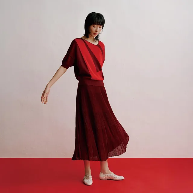 【giordano ladies】26SS 細壓摺針織長裙(02466001)