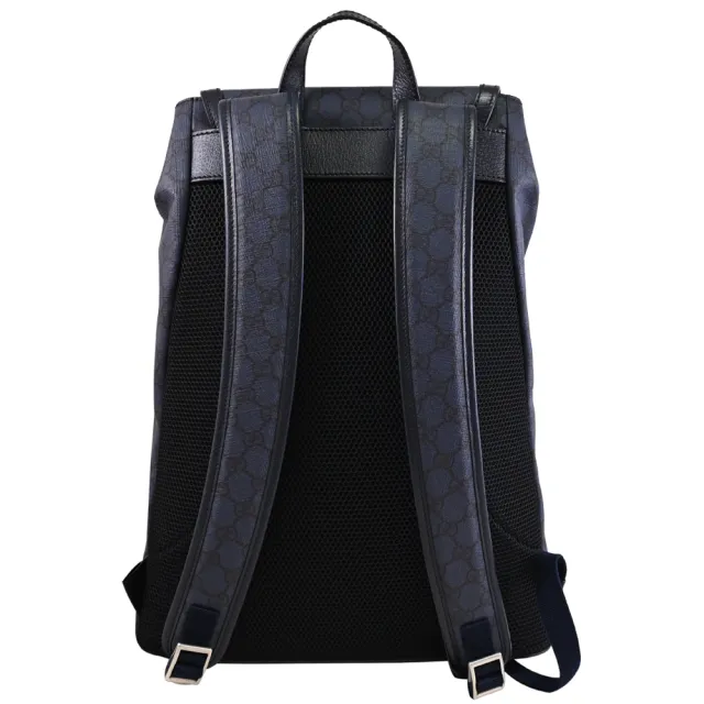 【GUCCI 古馳】Ophidia GG Supreme 經典雙G印花翻蓋抽繩商旅包後背包(深藍)