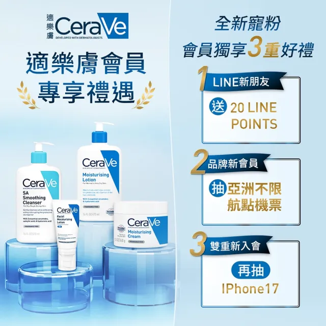 【CeraVe 適樂膚】momo限定雙星組★長效清爽保濕乳473ml*2(臉部身體乳液/張凌赫同款)