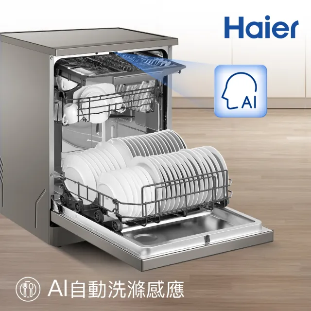 【Haier 海爾】16人份 自動開門 AI變頻獨嵌兩用洗碗機H500(HDWE16-48SC5SA 不含安裝)