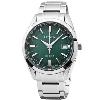 【CITIZEN 星辰】ECO-DRIVE藍寶石光動能鈦金屬電波錶-綠 / CB0261-53W