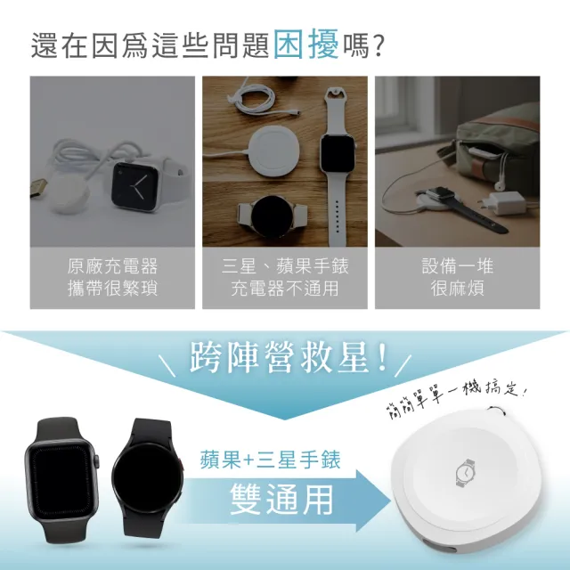 【KINYO】雙協議手錶磁吸充電器 無線充電盤 (三星手錶/蘋果手錶/蘋果耳機 KWL-1610)