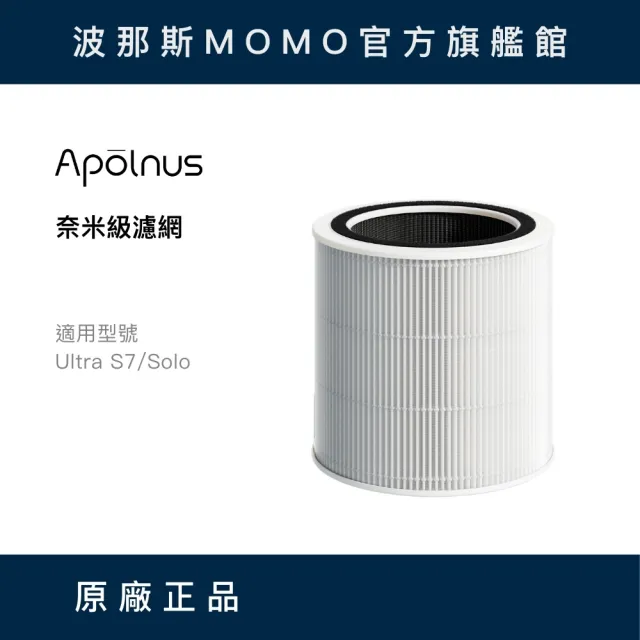 【Apolnus 波那斯】H13 HEPA 奈米級濾網 ASF-1(奈米濾淨力/寵物香菸異味細菌認證/適用Ultra S7/原廠公司貨)