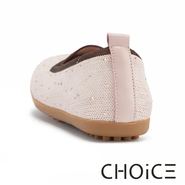 【CHOiCE】牛皮飛織鑽刺繡平底娃娃鞋 粉色