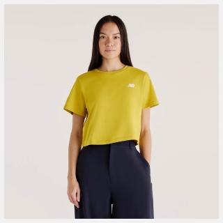 【NEW BALANCE】NB短袖上衣 女 短版 亞規 黃 WT61Q45FAAJ
