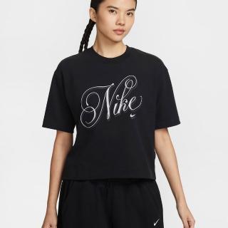 【NIKE 耐吉】短袖上衣 女 AS W NSW SS TEE BOXY SCRIPT 寬鬆 高磅 落肩 黑 (IH7608010)
