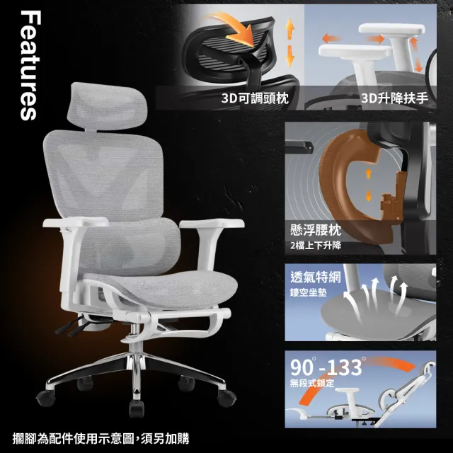 【ONE HOUSE】格拉斯人體工學安全護腰透氣辦公椅-X07舒適進階款(電腦椅/辦公椅/椅子)
