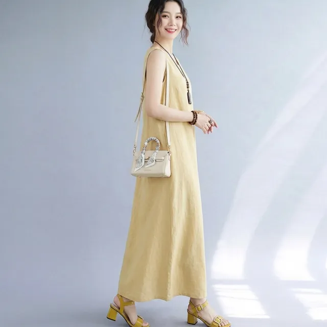 【Pure 衣櫃】無印風簡約棉麻無袖洋裝(連衣裙/女洋裝/KDDY-3016)