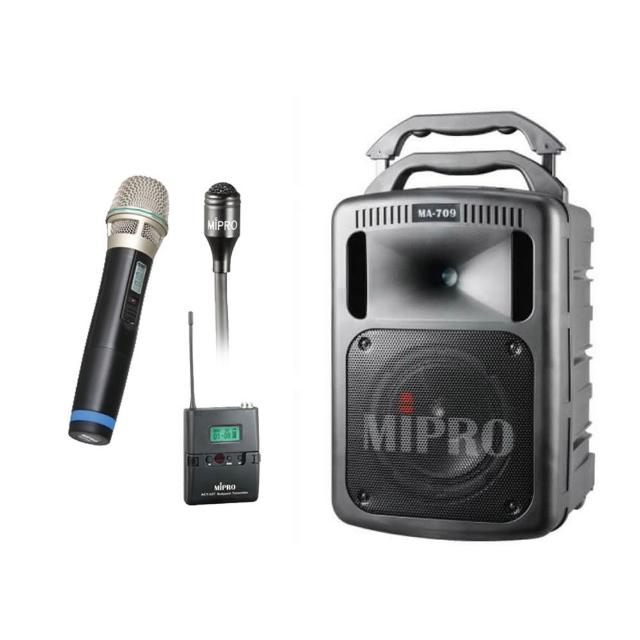 【MIPRO】MA-709 配1手握+1領夾式麥克風(豪華型手提式無線擴音機/嘉強公司貨)