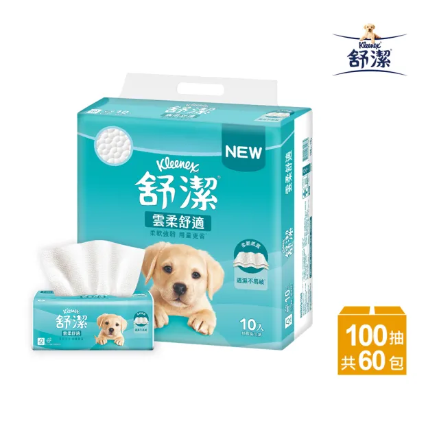 【Kleenex 舒潔】雲柔舒適抽取衛生紙 100抽x60包/箱