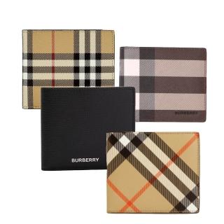 【BURBERRY 巴寶莉】經典格紋八卡對開短夾(多款任選)