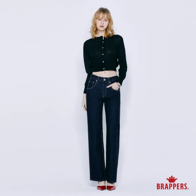 【BRAPPERS】女款 中腰全棉直筒褲-深藍