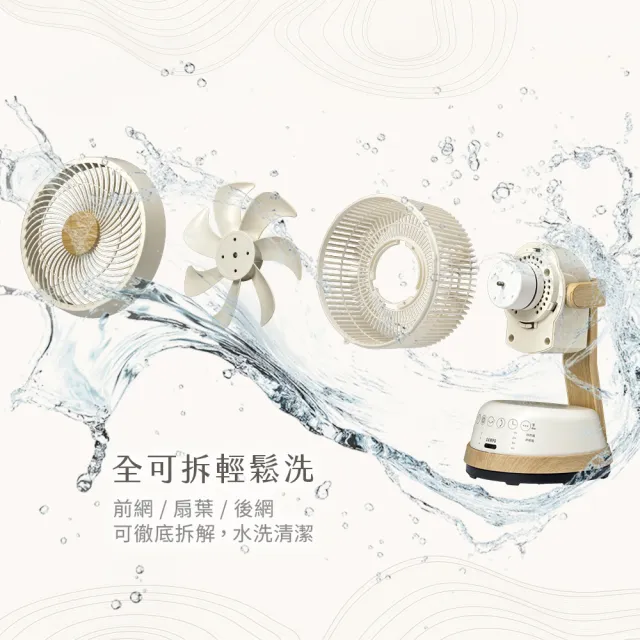 【SAMPO 聲寶】9吋木紋擴香全可拆DC馬達3D循環扇 SK-RN09SDR