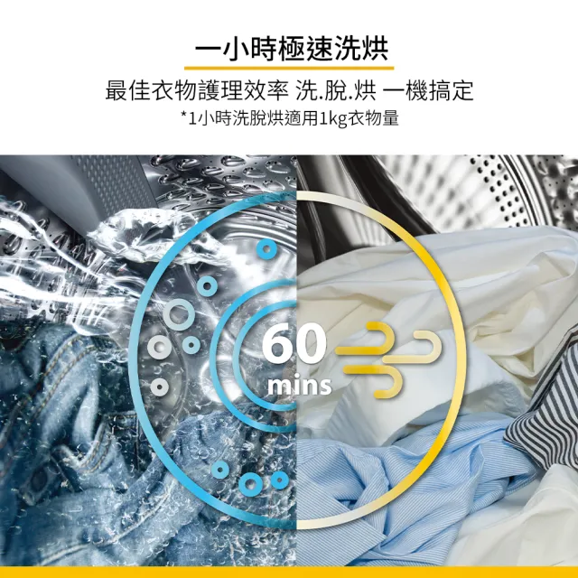 【Whirlpool 惠而浦】家電快配10公斤Essential Clean溫水洗脫烘變頻滾筒洗衣機(WEHC10BBS)