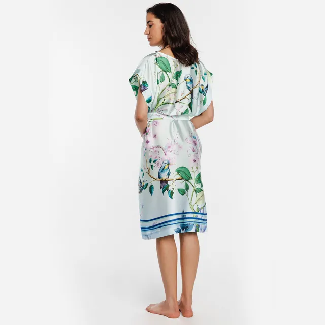 【COEMI】鳥與花語絲緞膝上睡襯裙 舒適睡衣 波蘭進口品牌 女睡衣(242302)