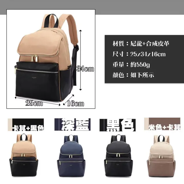 【WHOSE BAG】買一送一 日系拼接色10格收納防水後背包｜男女雙肩包 附可掛零錢包 NO.WBKK02