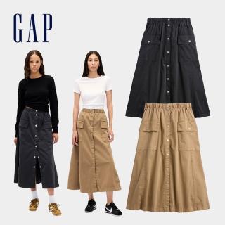 【GAP】女裝 A字工裝長裙-多色任選(844611)
