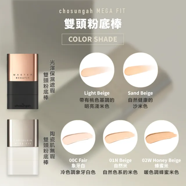 【Chosungah】MEGA FIT Master 保濕雙頭粉底棒 16g(粉底棒 粉底 雙頭粉底)