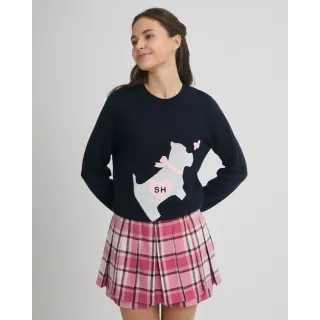 【SCOTTISH HOUSE】狗狗提花長袖針織-深藍/米白 CJXA1418