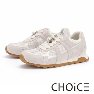 【CHOiCE】豬巴戈網布綁帶休閒德訓鞋 米白