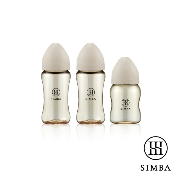 【Simba 小獅王辛巴】新生適用-蘊蜜鉑金PPSU寬口防脹氣奶瓶輕奢組(2中1小/主導式餵奶專用)